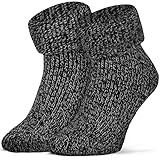 Piarini ABS Stoppersocken Wollsocken Wintersocken Norwegersocken Innenfrottee Damen Herren Jungen Mädchen grau anthrazit-meliert 39-42