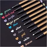 Metallic Stifte, 10 Farben Metallischen Marker Set für Fotoalbum DIY Scrapbook, Gold Stift zum Bemalen Gästebuch Hochzeit Schwarzes Papier Stein Glas Holz Ostern Basteln (2 mm)