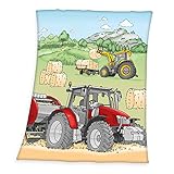 Herding Traktor Fleecedecke, 130x160 cm, 100% Polyester, Fleece