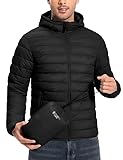 Pioneer Camp Steppjacke Herren mit Kapuze Leichte Winterjacke für Männer Verpackbar Wasserdicht Outdoor Übergangsjacke mit 6 Taschen und Aufbewahrungstasche（Black;M