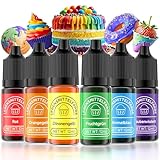 Wwtop Lebensmittelfarbe 6 Farben x12ml, Hochkonzentriert Lebensmittelfarbe Flüssig zum Backen, Lebensmittel Farben Food Coloring Set für Fondant, Christmas Kuchen, Macarons,Donuts,Kekse (Regenbogen)