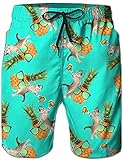 Loveternal Outdoor Shorts Herren Strand Shorts 3D Ananas Gedruckt Board Shorts Schnell Trocknend Badeshorts Grün XL