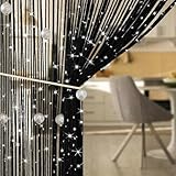 MOAZIFI Perlenvorhang - 100x200cm Fliegenvorhang Terrassentür Balkontür Insektenschutz, Fadenvorhang Insektenschutz Schwarz mit Silberglanz