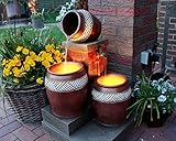 Gartenbrunnen mit LED Beleuchtung Springbrunnen Krüge Zierbrunnen Terrassenbrunnen Balkon Brunnen Gartendeko SB106 warmweiß