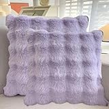 2er Set kissenbezüge 30x50 45x45 Kissenbezug Fellkissen Dekorative Kissenhülle Zierkissenbezug Dekorative Weiche für Sofa Wohnzimmer Schlafzimmer Dekokissen Bezug(Violet,30x50cm 2pcs)