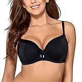 AVA Damen Bikini Oberteil Bademode Musterlos Bügel Regulierbar SK-13, Schwarz,90H