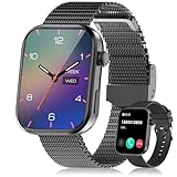 Smartwatch Herren Damen mit Telefonfunktion/Message Reminder, 110+ Sportmodi IP68 Wasserdicht Fitnessuhr, 2,01' Smart Watch, Sportuhr mit Puls-Schlaf-Monitor Schrittzähler, Uhr für Android iOS