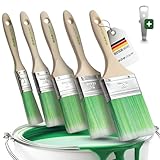 6-teiliges Flachpinsel-Set mit Lackdosenöffner – 25, 38, 50, 63 & 76 mm Malerpinsel für Lack, Lasur & Wandfarbe | Profi Pinselset mit Holzgriff für Glatte Flächen & Renovierungsarbeiten