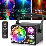 Nigecue 4 in 1 Discolicht Partylicht mit Fernbedienung, Musikgesteuert Disco Licht mit RGB Kugelleuchten, UV Schwarzlicht, Sprachsteuert LED DJ Party Lampe Discokugel für Halloween Weihnachten Klub