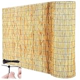 Bambus-Sichtschutz Schilfrohrmatte Bambus-Zaun Natürliches Bambus Matten Garten Mit 100 Zip Ties Strohmatte Robuste für Balkon Home Bar, Decke Dekoration 80x600 180x600 100x600cm(Natürliche schwarze L