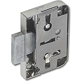 Möbelschloss mit Euroschlüssel , Dornmaß 25 mm , Stahl vernickelt , inkl. Schlüssel, Schließblech und Schrauben, Silber