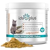 Ida Plus - 100% Grünlippmuschelpulver für Katzen - 100 g - Grünlippmuschel zur Unterstützung der Gelenkfunktion - Vollfettqualität - ohne Zusätze - mit Glykosaminoglykanen, Omega 3, Calcium, Magnesium