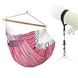LA SIESTA® Habana Baumwoll Hängesessel & Baum- & Pfosten-Befestigung - Hängesessel für Indoor Outdoor Schlafzimmer, Sitz Hängeschaukel für Garten Balkon, XL Hängesessel - 2 Personen Kingsize, Flamingo