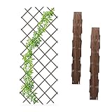 Relaxdays Rankgitter ausziehbar, 3er Set, Rankhilfe Kletterpflanzen, 180x90 cm, Garten, Balkon, Terrasse, Holz, braun