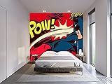 Fototapete Wand Comic Pow! Wandbild, Tapete, Dekoration für Esszimmer, Wohnzimmer, Schlafzimmer