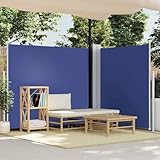 Ausziehbare Seitenmarkise mit UV-beständigem Polyesterstoff, Automatische Rückrollfunktion, Sichtschutz für Balkon und Garten, Freistehende Markise, Blau, 160 x 600 cm