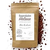 Reines Bio-Kakaopulver ohne Zucker von Bauernladen Helene – 1 kg, aus besten Kakaobohnen, Rohkakao