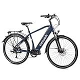 TRETWERK - 28 Zoll E-Bike - Herren E-Trekkingbike - Sonic - Pedelec Herrenfahrrad mit 8 Gang Shimano Acera Schaltung - E-Trekking Elektrofahrrad mit Mittelmotor 250W 36V 522Wh 80Nm - blau 50cm