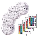 daphomeu Unterwasser LED Licht mit Fernbedienung,4 Stück Licht, Farbwechsel,LED RGB Multi Farbwechsel Leuchten