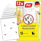 PIC Lebensmittelmotten Falle - 12 Lebensmittelmottenfallen - Mottenfalle mit Pheromon für ideale Wirkung - Mottenfalle Lebensmittel - Effektive Klebefallen zur Befallsermittlung von Lebensmittelmotten