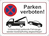 Pubblimania Parken verboten! | Schild 3mm Alu-Dibond Alu-Verbundplatte Parkverbots-Warnschild (Cm 30x40) (Parken verboten!)