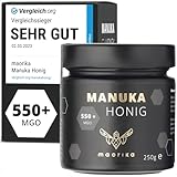 maorika - Manuka Honig 550 MGO + 250g im Glas (lichtundurchlässig, kein Plastik) - laborgeprüft, zertifiziert aus Neuseeland