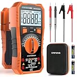 Crenova Digital multimeter, TRMS Voltmeter Ammeter Auto-Range 6000 Zähler Ohmmeter, misst Spannung Kapazität Temp Wiederstand mit Large LCD-Anzeige und Hintergrundlicht, for Automotive, Elektrike