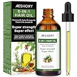 Aeshory 5-in-1 Rosmarinöl Haare Haaröl 100ml mit Rizinusöl, Avocadoöl, Arganöl und Vitamin E - für Haarwachstum, Haarbehandlung, Stärkung, Pflege und Volumen