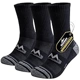 Niorasen Wandersocken Herren, 3 Paar Atmungsaktiv Gepolsterte Sportsocken Baumwolle, Anti Blase Funktionssocken Arbeitssocken, Dicke Outdoor Socken für Trekking, Tennis, Laufen, Schwarz 39-42