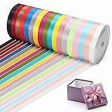 Polyester Satinband 18 Farben 10 mm x 22 m,Schleifenband Geschenkband Bänder zum Basteln, Dekoration Geschenkband,für Heimwerkerkunst handwerk,Geschenk Verpackung,Verpackung, Hochzeitsdekoration