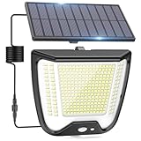 CZHHMART Solarlampen Strahler Außen LED mit Bewegungsmelder - 288 LED Solar Lampe Aussen IP65 Wasserdicht Solarleuchte 3 Modi Flutlicht mit 5m Kabel Außenlampe Outdoor Solarstrahler für Garten Garage