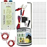 Komplettset Elektrozaun 12V/230V Weidezaun mit 105 cm Pfählen Zaunband für Rinder, Pferde, Ponys, Fohlen