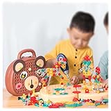 HAZARA Montessori Screw Driver Board ， Intelligente Montage Werkbank Kinder Sicherheitsmaterial Werkzeugkoffer Kinder ， Werkzeugbank Kinder Ab 3 Jahre,Brown