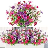 ROLLWAY 6 Bündel Kunstblumen wie Echt Künstliche Blumen Balkon Kunstblumen Frühling Künstlicher Blumenstrauß Outdoor Balkonpflanzen Wetterfest Seidenblumen für Innen Außen Balkonkasten Außenbereich