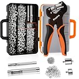 Preciva Ösenzange Austauschbar Zangekopf Ösenpresse mit Aufbewahrungsbox und 400 Ösen (200pcs Ø6mm und 200pcs Ø10mm) für PVC-Banner, Planen, Karton