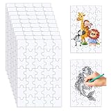 GIDWRIY 10 Stück Puzzle Weiß Blanko15×10 cm,Puzzle Zum Selbst Bemalen,sPuzzle Selber Gestalten,DIY Puzzla Klein,Leeres Puzzleteile zum BastelnKinderpuzzle Kreative,Rahmenpuzzle 35 Teile für Handwerk