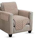 gesteppter Sesselschoner - 190x165cm - mit Armlehnen und Taschen (Beige) Sesselauflage Sessel - ÖKO-Tex - Sesselüberwurf Schoner Überwurf