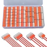 Pabbyeey 80 Stück Kabelverbinder Set,Kabelklemmen Elektro 2/3/4/5 Polig,Kabelverbinder mit Hebel,Verbindungsklemmen bis 4 mm² Lüsterklemmen für Feste Flexible Kabel 2-5 Leiter