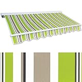 Jawoll Kassetten-Markise 3 x 2,5 m grün-braun (Profilfarbe: Weiß) Sonnenschutz Alu Markise Schattenspender Sonnensegel Hülsenmarkise Gelenkarm-Markise