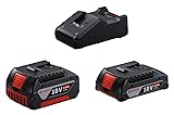 Bosch Professional 18V System Akku Starter-Set (2x GBA 18V 4.0Ah Akku + Schnellladegerät GAL 18V-40, im Karton)