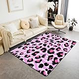 Homemissing Leopard Kinder Teppich 100x150cm Tierdruck Modern Teppich Gepard Küchenteppich Kinder Jungen Mädchen Schlafzimmer Safari Dekor Wohnzimmerteppich Zebra Anti-Rutsch Ultra weich Waschbar