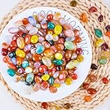 500g Edelsteine für Kinder, Natürliche Bunter Trommelsteine 0.8-2cm, Glückssteine, Halbedelsteine Mischung für Kinder Schatzsuche, Dekoration, Edelsteinspiel, Kindergeburtstag