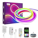 LUXONIC Neon Rope LED-Streifen, 5 m, 16 Millionen Farben, RGBIC, kompatibel mit Alexa, Google Assistant, Sync mit Musik, DIY Decor Gaming, TV und Schlafzimmer (unterstützt nicht WiFi 5G)