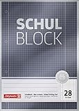 Brunnen Schulblock / Notizblock Premium (A4, 50 Blatt, kariert, mit Randlinien, Lineatur 28, gelocht, kopfverleimt, 90 g/m²)