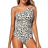 USUN Damen Badeanzug Push Up V Ausschnitt Schwimmanzug Einteilige Raffung Bauchweg Rückenfrei Monokinis Cut Out Retro Sexy Schlankheits Bademode high Waist Swimsuit