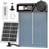 CHAMUTY Große Automatische Hühnerklappe Solar, Elektrische Hühnerklappe Automatisch mit Timer, 7W Solarpanel, LCD Display, Fernbedienung, Automatische Hühnerstalltür Hühnertür, Einklemmschutz