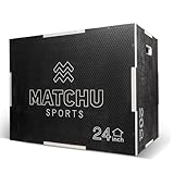 MATCHU - Plyo Box - Jump Box - Sprungbox - Crossfit Box - Einstellbar - Anti-Rutsch Oberfläche - Holz - Tragfähigkeit 300 KG - Leicht zu Transportieren - Schwarz (20/24/30 INCH)