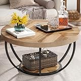Tribesigns Runde Couchtisch, Industrial 2-Tier-Kreis Couchtisch mit Lagerung Regale, Moderne hölzerne Akzent Mitte Tisch Sofa Beistelltisch für Wohnzimmer, Home Office