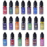 Gvolatee Kerzenfarben - 20 Farben Flüssig Kerzenfarbe für DIY Kerze, Kerzenherstellung - Hochkonzentriert Kerzenwachsfarbe Dye auf Gelwachs - je 10ml