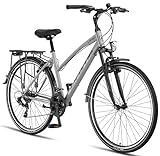 Licorne Bike PREMIUM Trekking Bike in 28 Zoll - Fahrrad für Jungen, Mädchen, Damen und Herren - Shimano 21 Gang-Schaltung - Mountainbike - Crossbike - Life-L-V - Grau/Schwarz